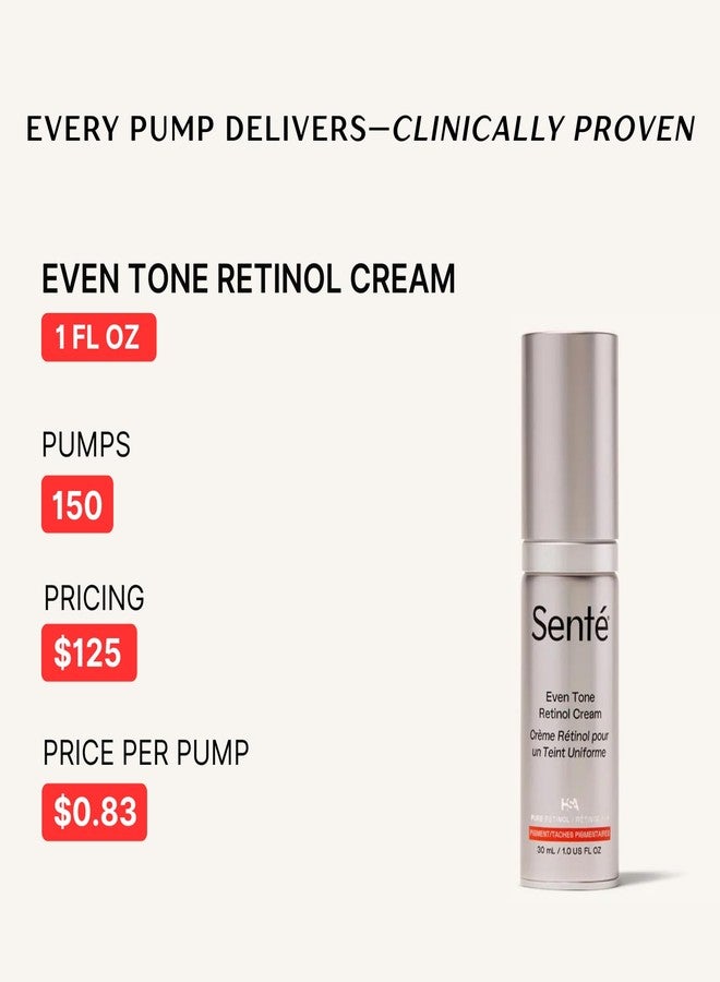 Sente Senté Even Tone Retinol Cream | 0.5% Retinol Combined with HSA & Skin-Firming DSA | Improves Skin Tone, Texture, & Dark Spots | 1.0 Fl Oz - Image 4
